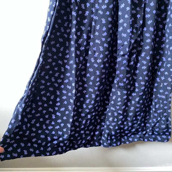 VINTAGE Navy Blue Floral Sleeveless Midi Dress with tie XS/S - Picture 6 of 9